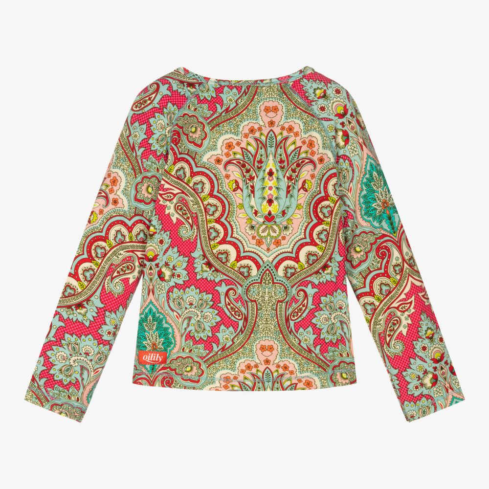 Oilily-Розово-голубой топ с узором пейсли | Childrensalon Outlet