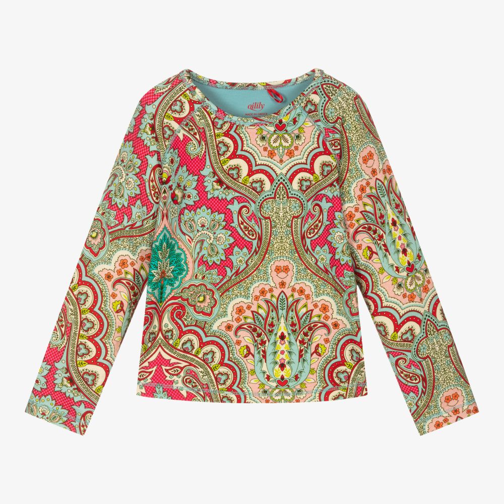 Oilily-Blue & Pink Paisley Top | Childrensalon Outlet