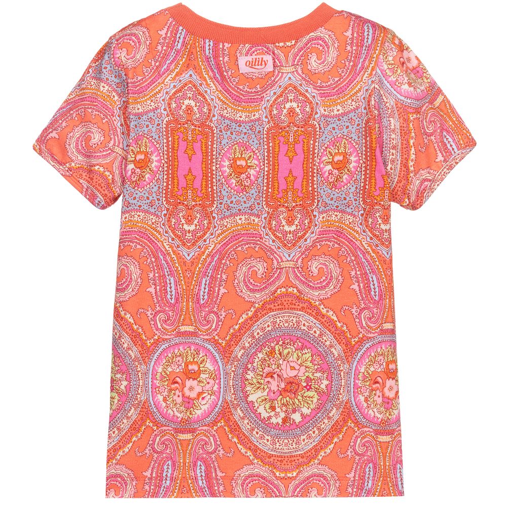 Oilily-Кораллово-розовая футболка из вискозы | Childrensalon Outlet