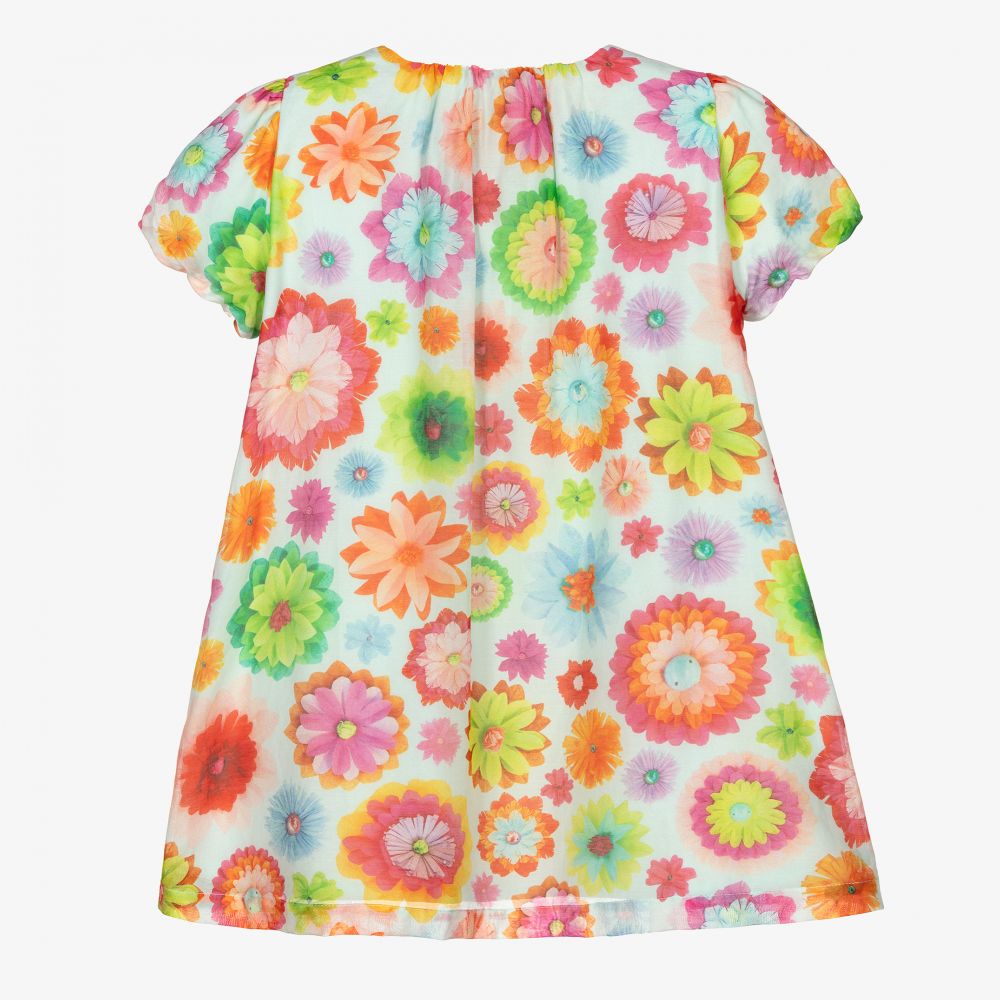 Oilily-Голубое шелковое платье с цветами для девочек | Childrensalon Outlet