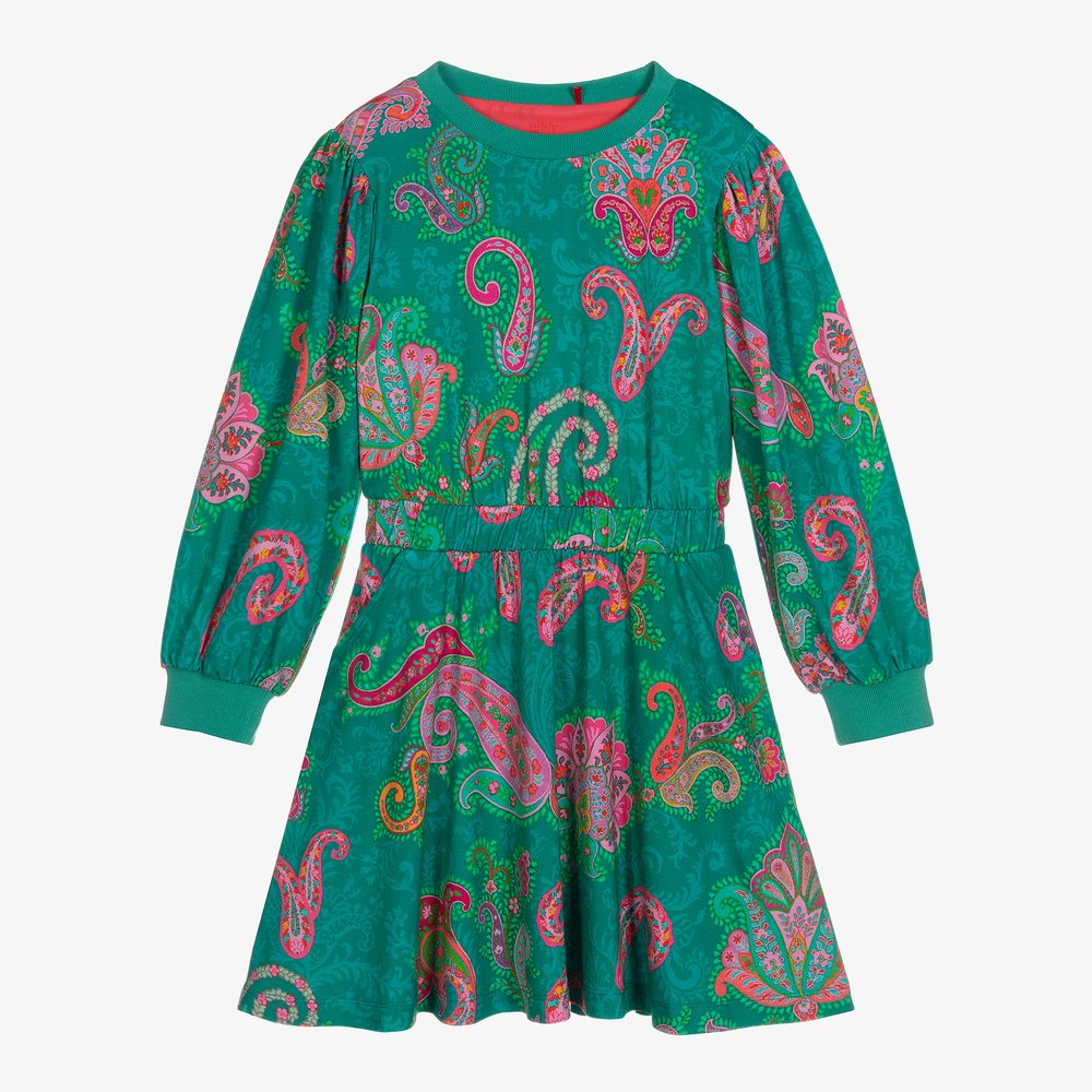 Oilily - Grünes Kleid mit Paisley-Print (M) | Childrensalon