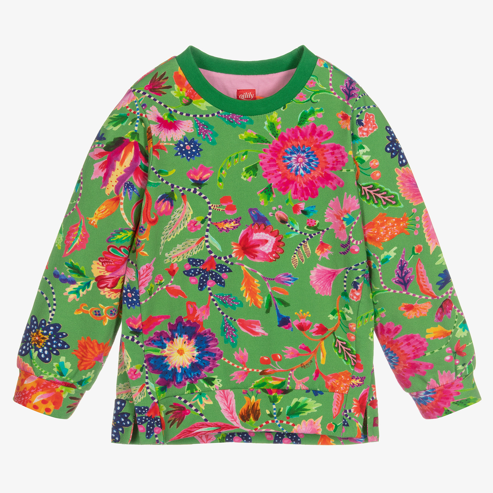 Oilily - Grünes Sweatshirt mit Paisley-Print (M) | Childrensalon