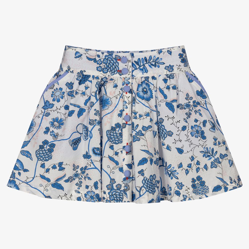 Oilily-Кремово-голубая юбка в цветочек для девочек | Childrensalon Outlet