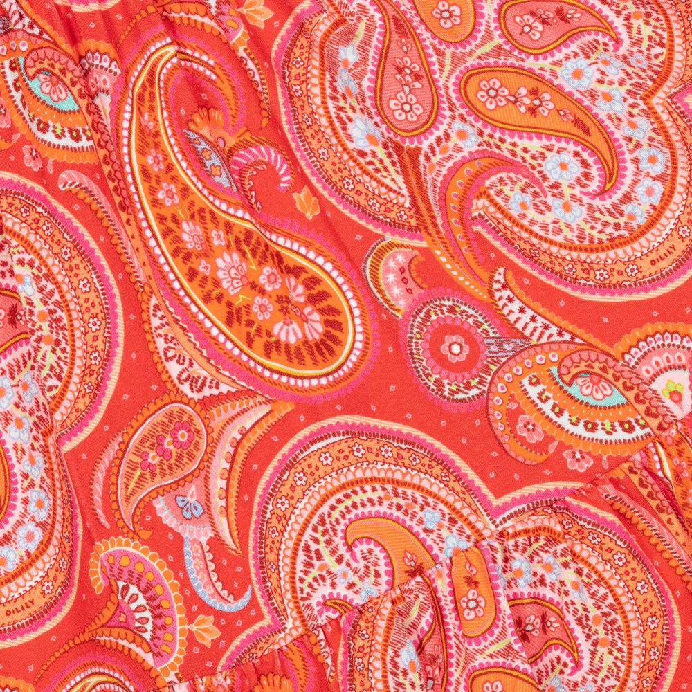 Oilily-Оранжевое платье с узором пейсли для девочек | Childrensalon Outlet