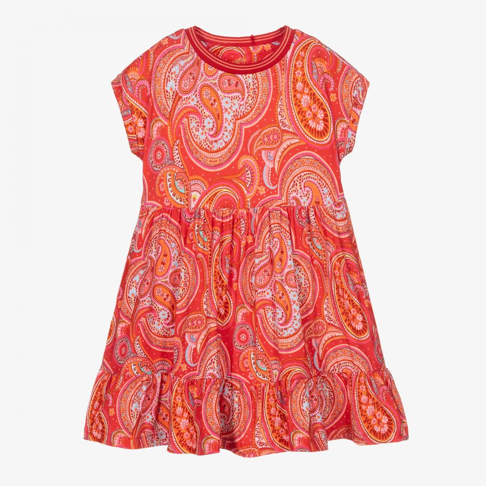 Oilily - Oranges Kleid mit Paisleymuster (M) | Childrensalon