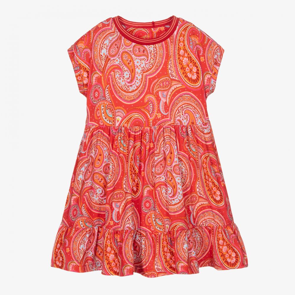 Oilily-Girls Orange Paisley Dress | Childrensalon Outlet