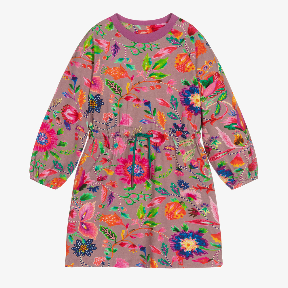 Oilily - Girls Pink Cotton Floral Dress | Childrensalon