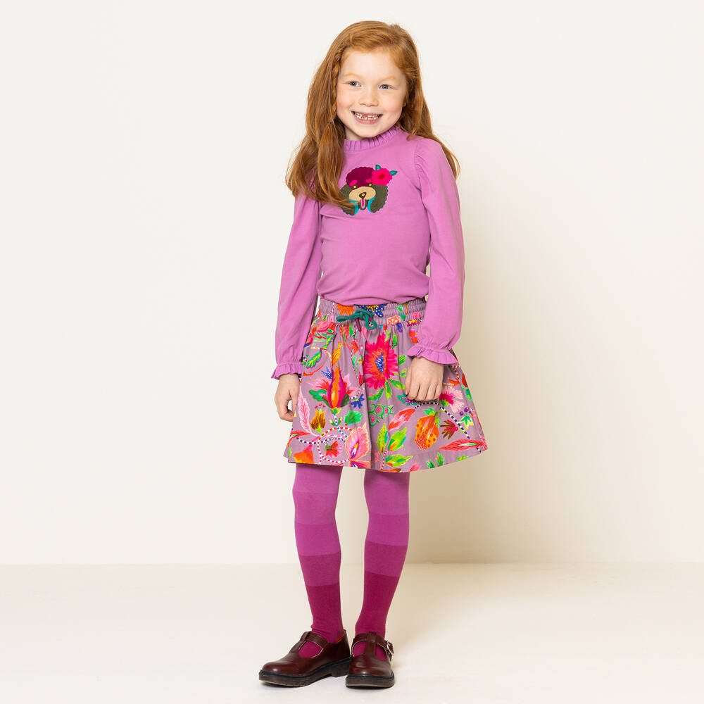 Oilily-Розовая хлопковая юбка с цветами для девочек | Childrensalon Outlet