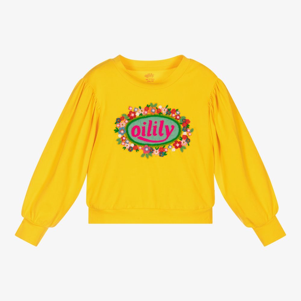 Oilily - Girls Yellow Logo Cotton Top | Childrensalon