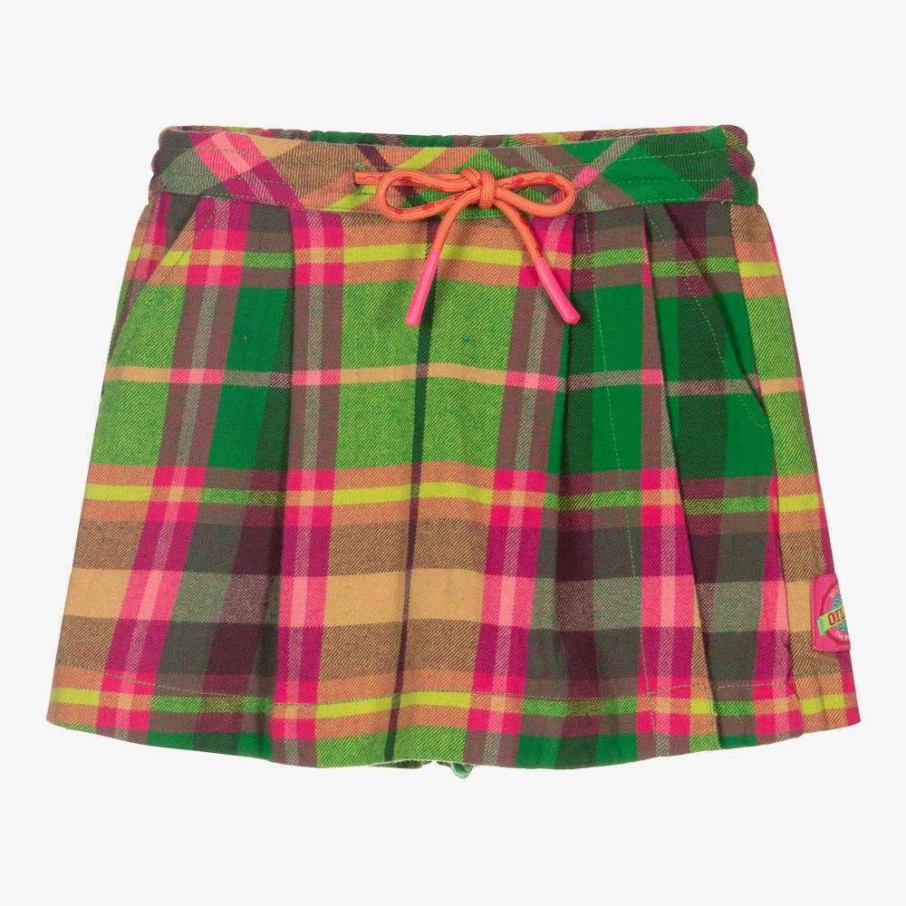 Oilily - Зелено-розовая юбка-шорты в клетку | Childrensalon