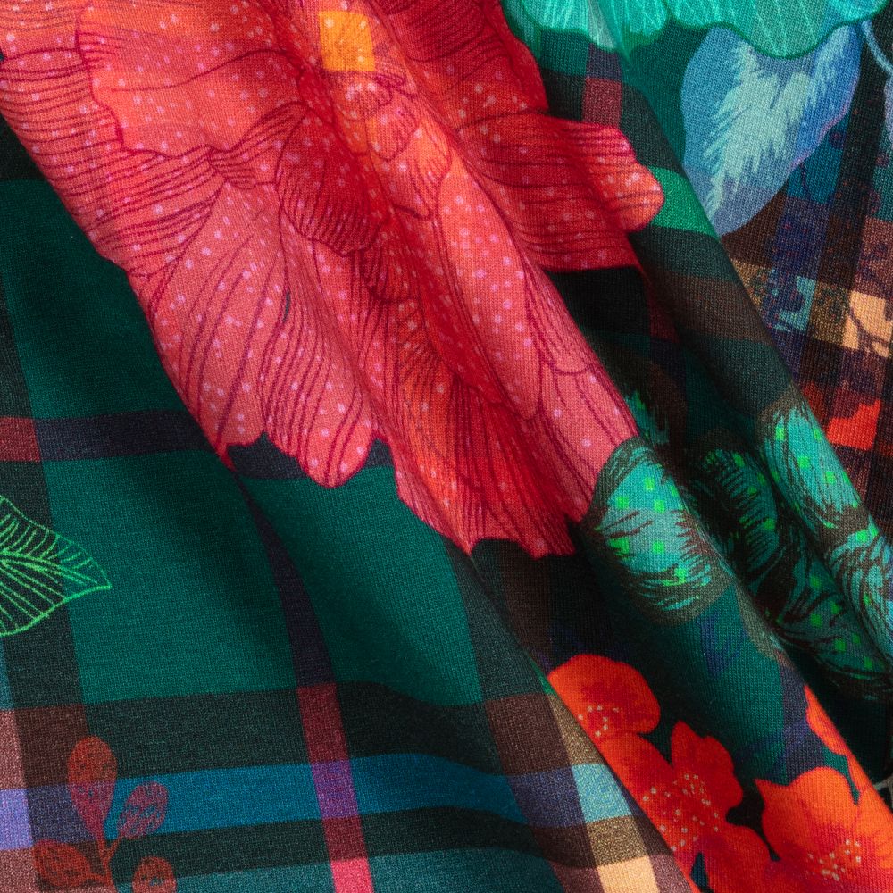 Oilily-Зелено-красный хлопковый топ с цветочным рисунком | Childrensalon Outlet