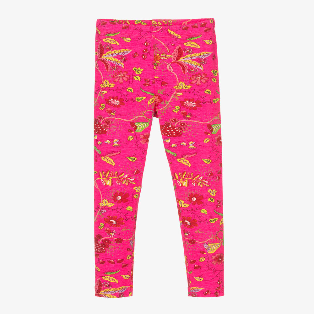 Oilily - Neon Pink Floral Leggings | Childrensalon