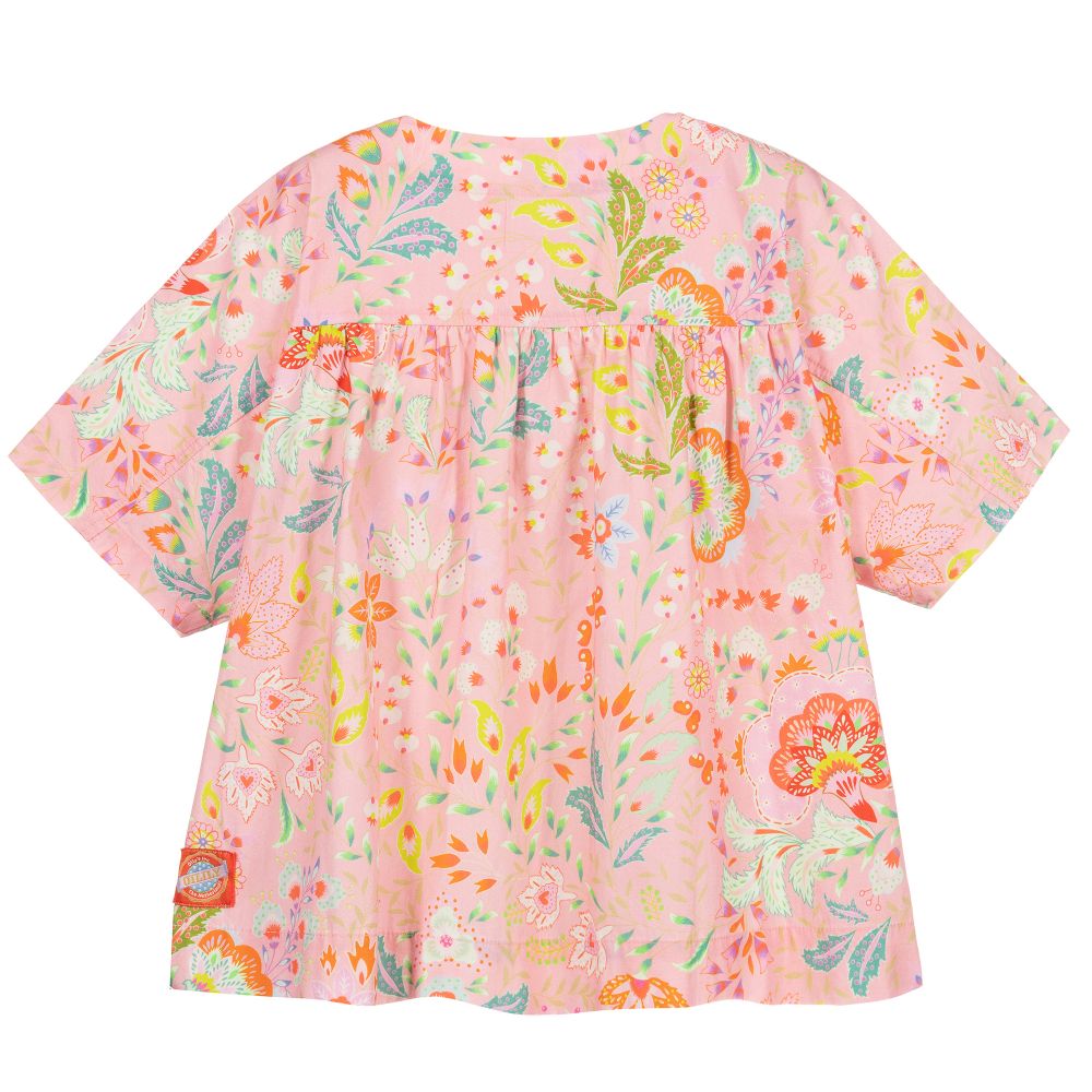 Oilily-Розовая хлопковая блузка с цветами | Childrensalon Outlet
