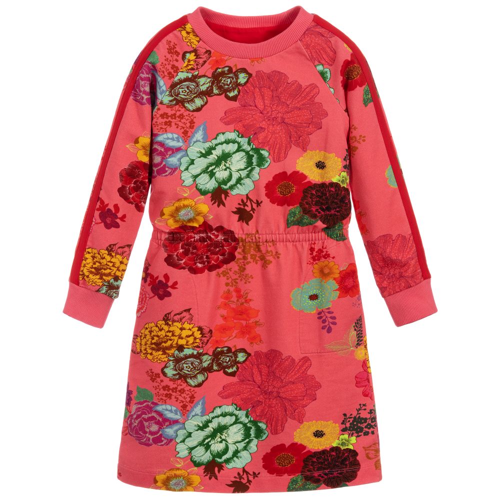 Oilily - Розово-красное платье с цветочным рисунком | Childrensalon