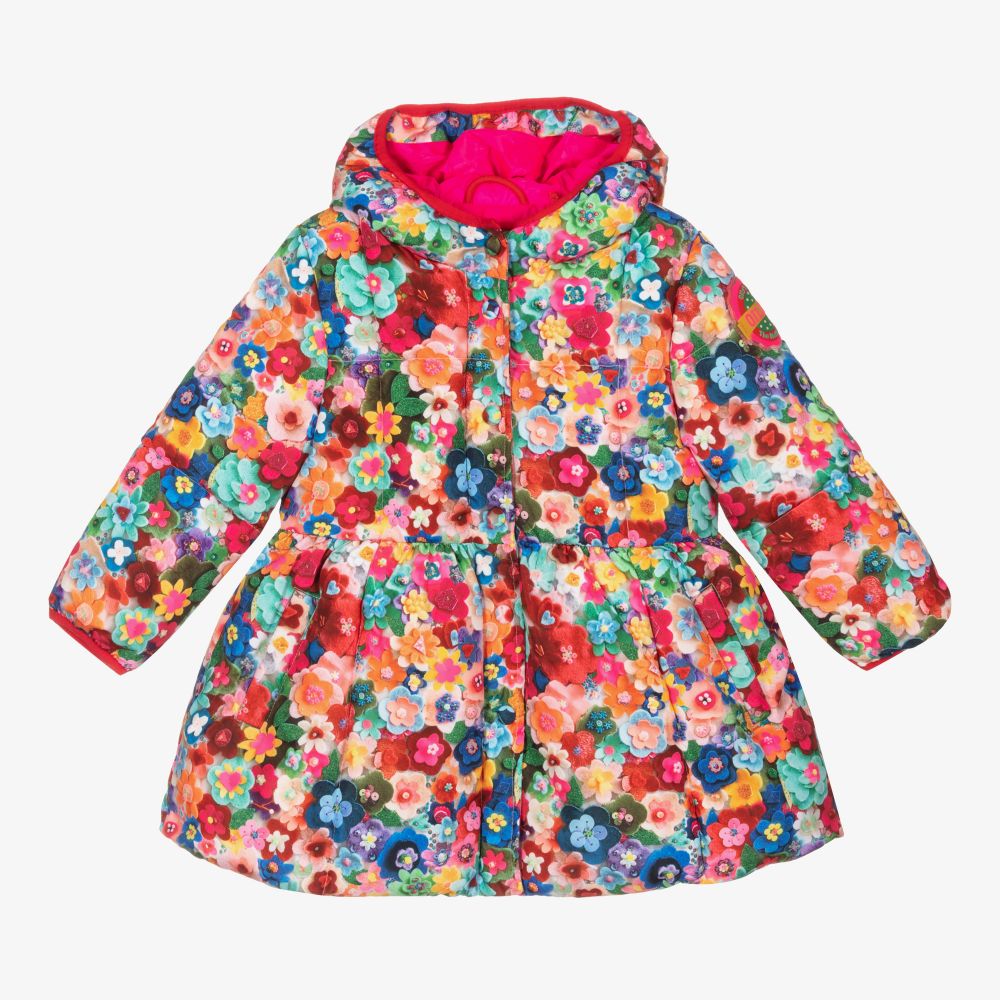 Oilily - Red & Blue Floral Puffer Coat | Childrensalon