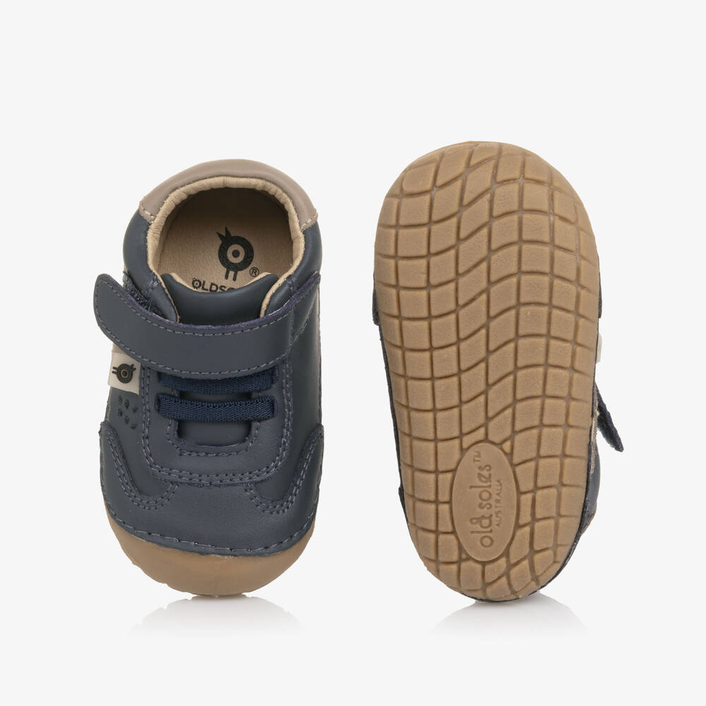Old Soles-Baby Boys Blue Leather First Walkers | Childrensalon Outlet