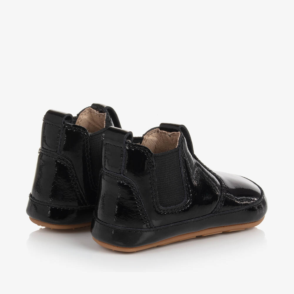 Old Soles Baby Girls Black Patent Leather Chelsea Boots