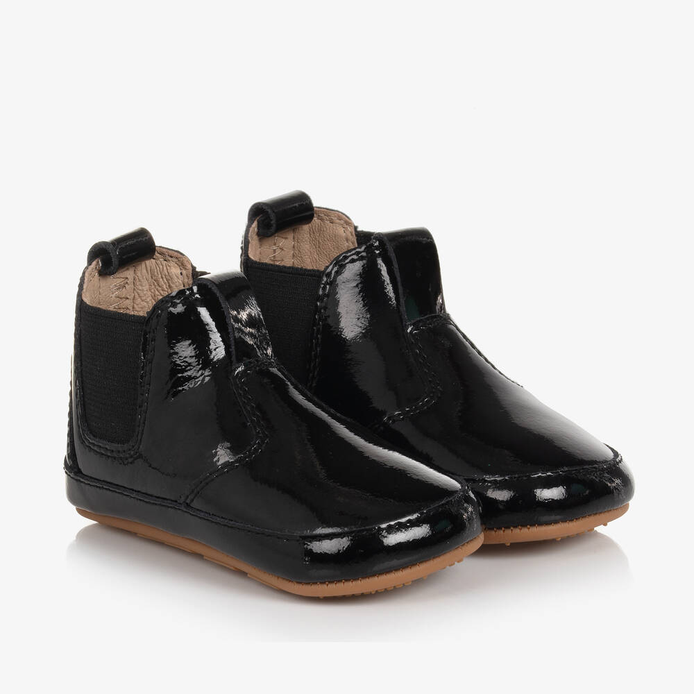 Old Soles - Bottines Chelsea cuir noir verni | Childrensalon