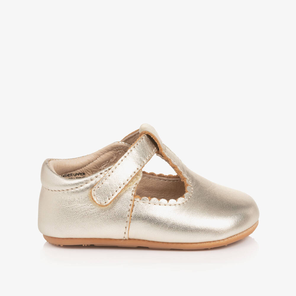 Old Soles-Baby Girls Metallic Gold Leather Pre-Walker Shoes | Childrensalon Outlet