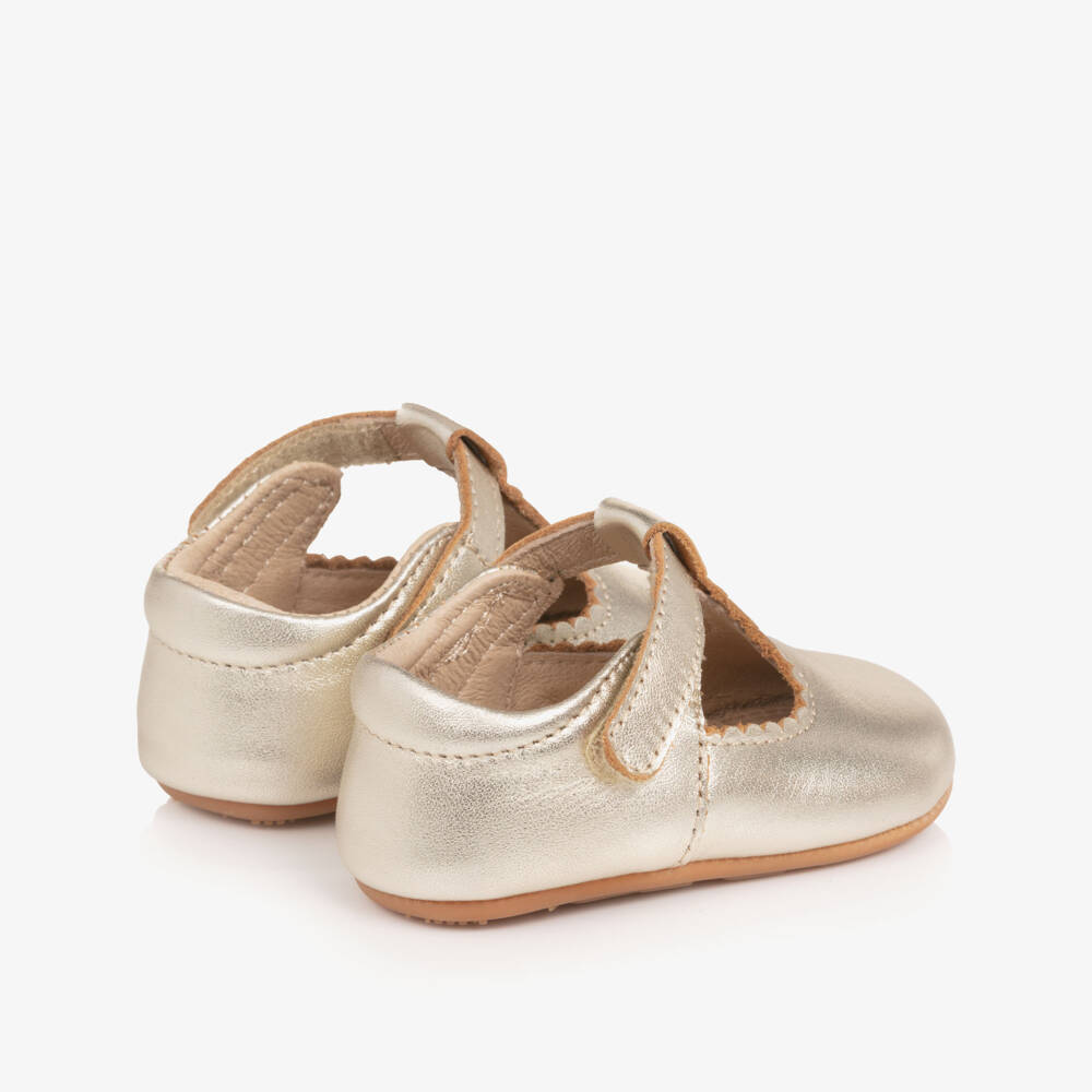Old Soles-Baby Girls Metallic Gold Leather Pre-Walker Shoes | Childrensalon Outlet