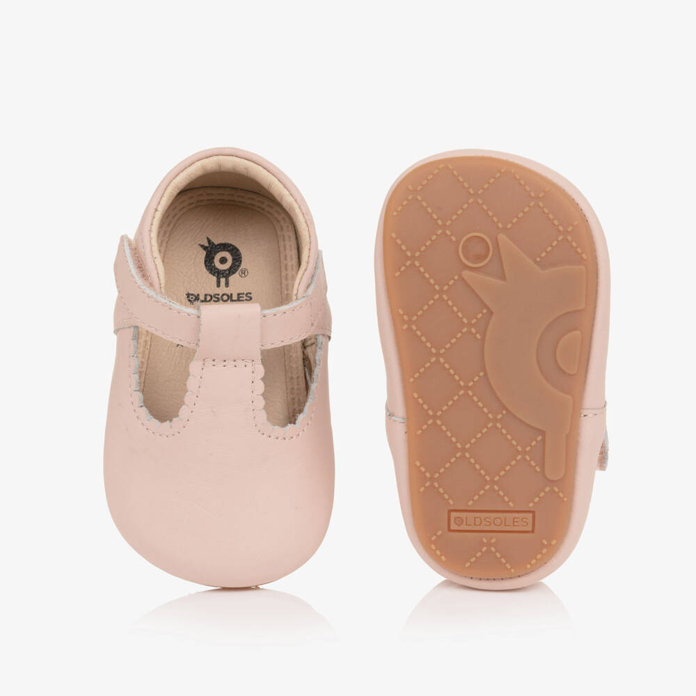 Old Soles-Baby Girls Pale Pink Leather Pre-Walker Shoes | Childrensalon Outlet
