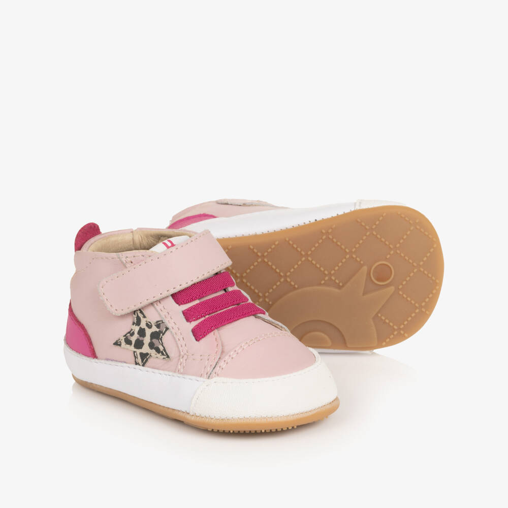 Old Soles-Baby Girls Pink Leather Pre-Walker Trainers | Childrensalon Outlet