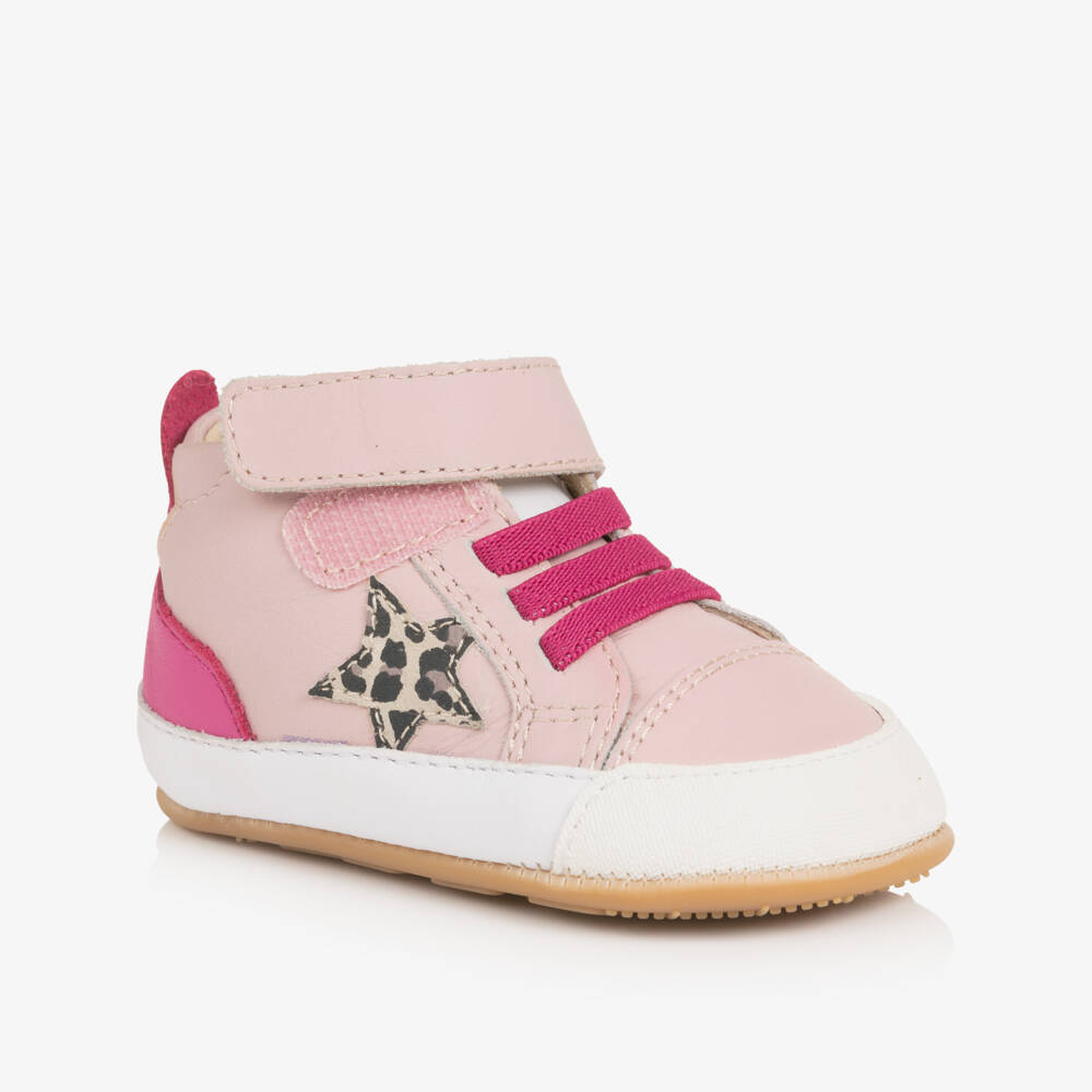 Old Soles-Baby Girls Pink Leather Pre-Walker Trainers | Childrensalon Outlet