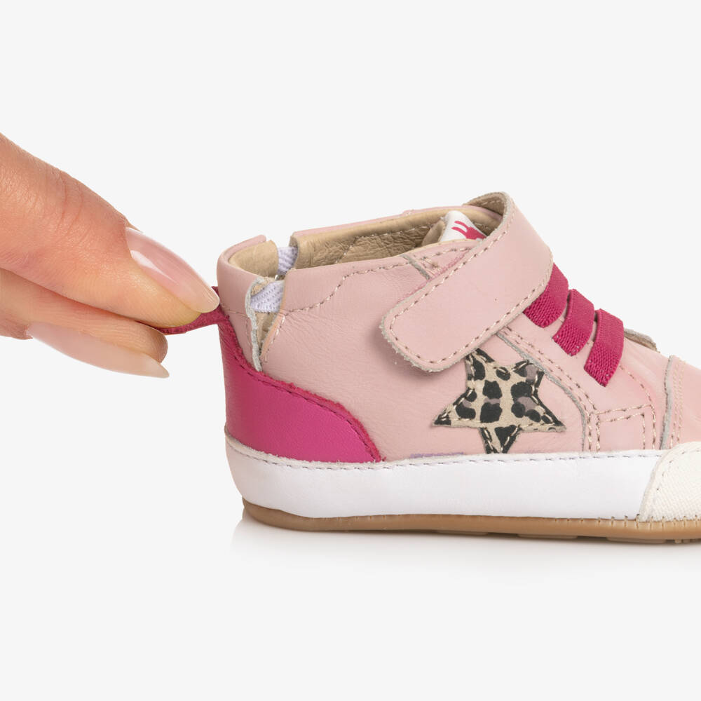 Old Soles-Baby Girls Pink Leather Pre-Walker Trainers | Childrensalon Outlet
