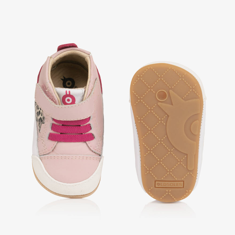 Old Soles-Baby Girls Pink Leather Pre-Walker Trainers | Childrensalon Outlet