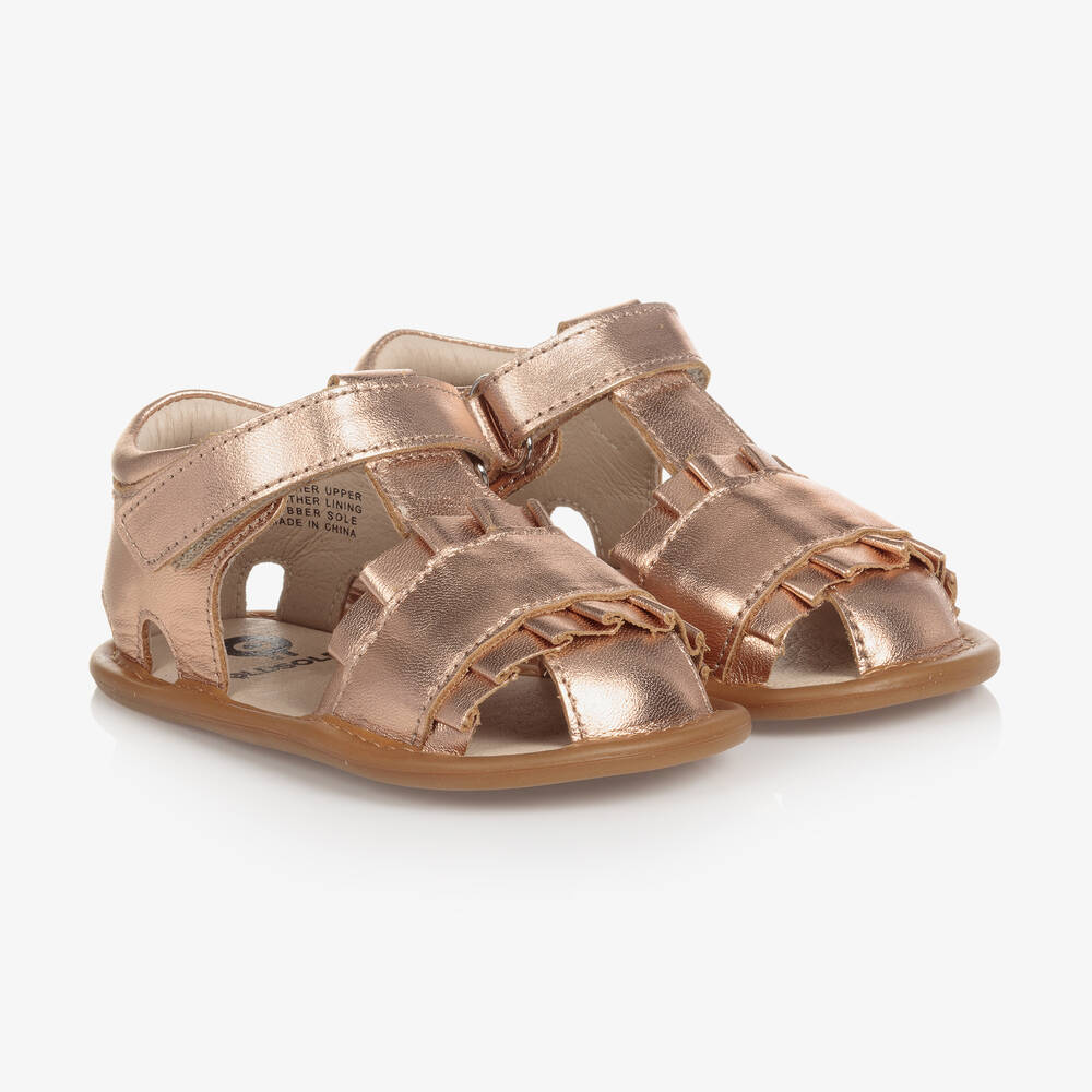 Old Soles-Baby Girls Rose Gold First Walker Sandals | Childrensalon Outlet
