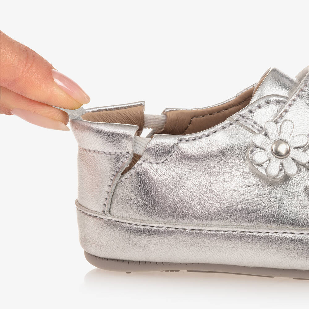 Old Soles Baby Girls Silver Leather First Walkers