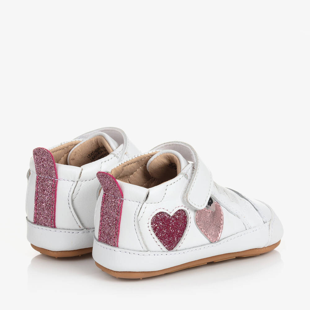 Old Soles Baby Girls White First Walker Trainers Childrensalon Outlet