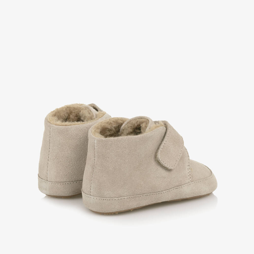 Old Soles-Beige Suede & Faux Fur First Walkers | Childrensalon Outlet
