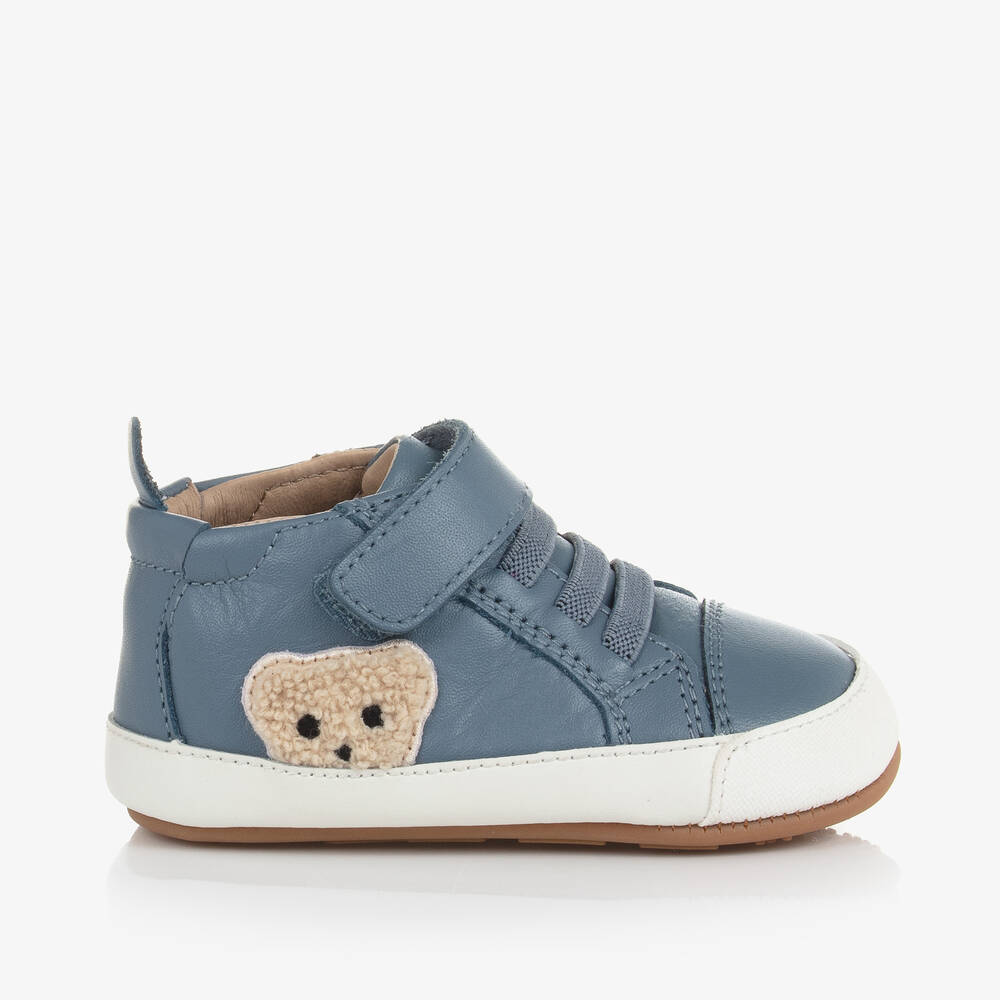 Old Soles-Blue Leather Baby First Walker Trainers | Childrensalon Outlet