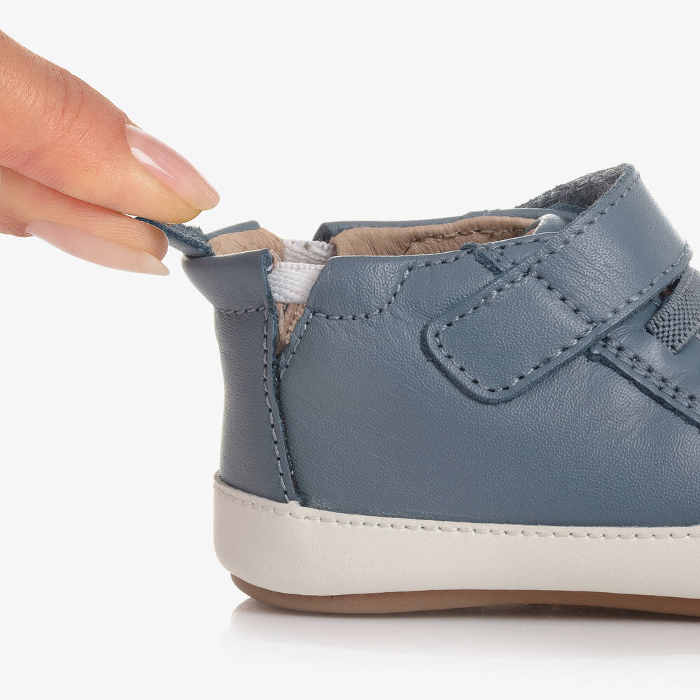 Old Soles Blue Leather Baby First Walker Trainers Childrensalon Outlet