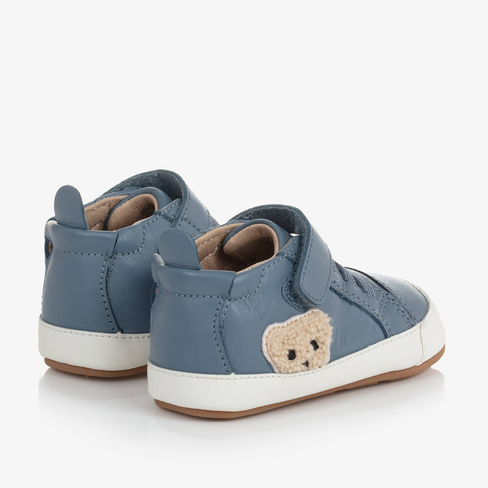 Old Soles Blue Leather Baby First Walker Trainers Childrensalon Outlet