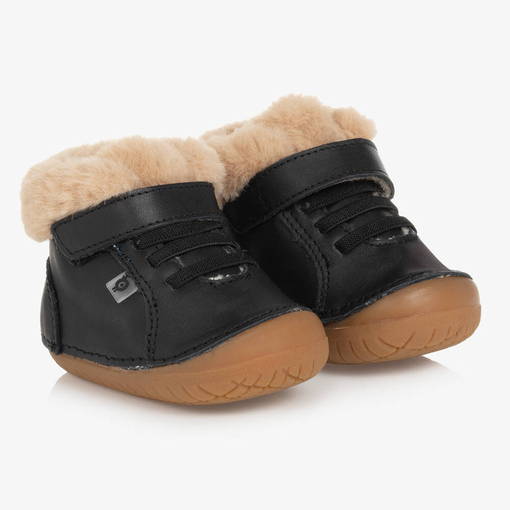 Old Soles - Boys Black Leather First Walker Shoes | Childrensalon