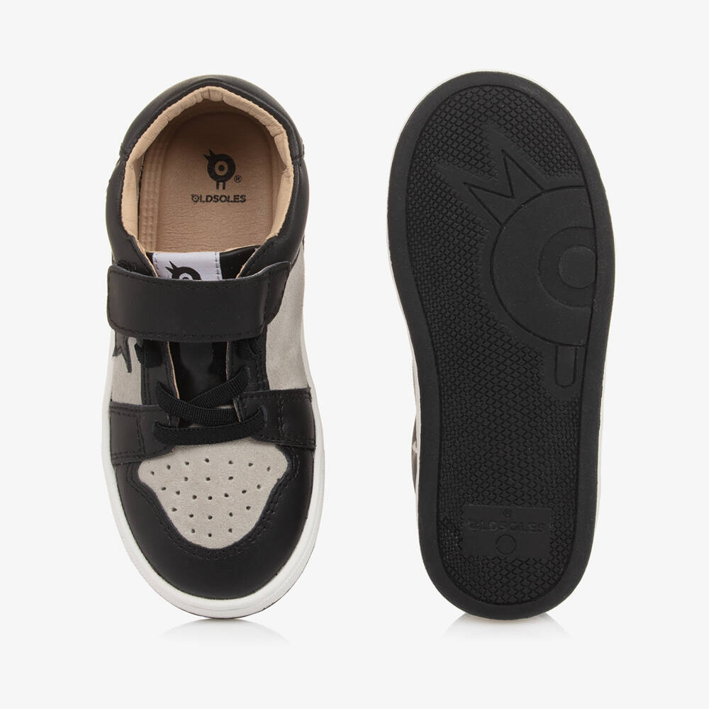 Old Soles-Boys Black Leather & Grey Suede Trainers | Childrensalon Outlet