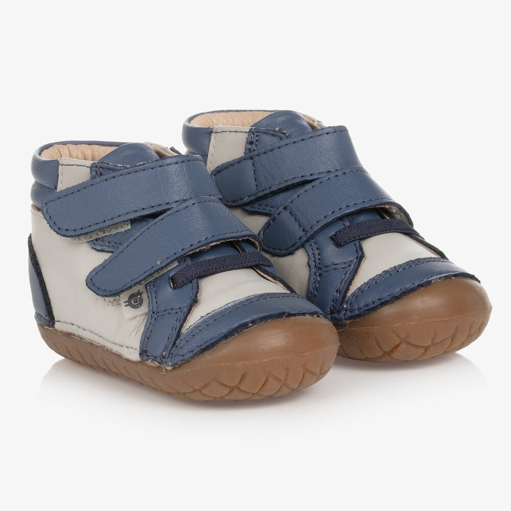 Old Soles - Boys Blue & Grey First Walker Shoes | Childrensalon