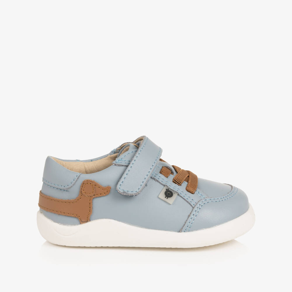 Old Soles-Boys Blue Leather First Walker Dachshund Trainers | Childrensalon Outlet