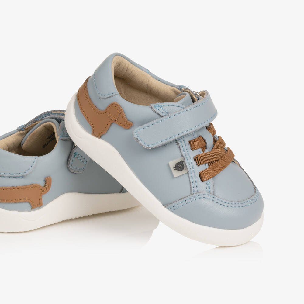 Old Soles-Boys Blue Leather First Walker Dachshund Trainers | Childrensalon Outlet