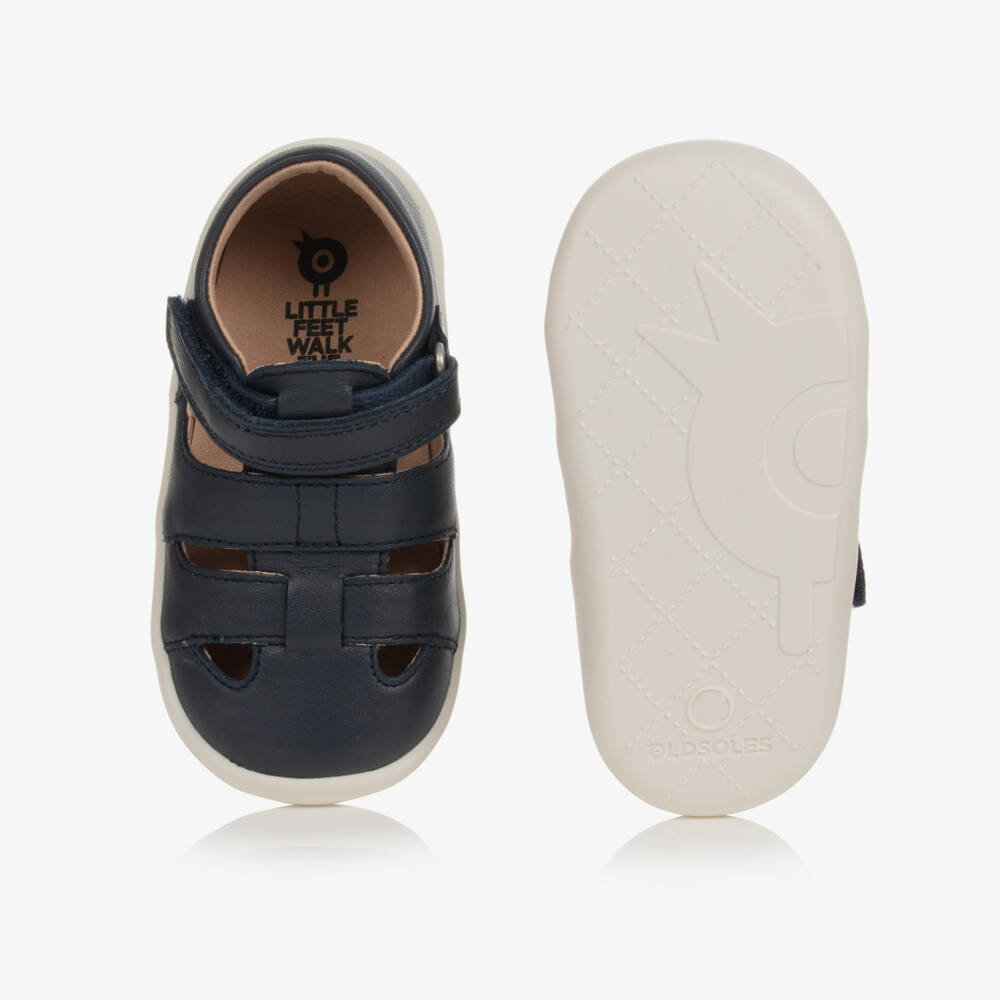 Old Soles-Boys Blue Leather First Walker Sandals | Childrensalon Outlet