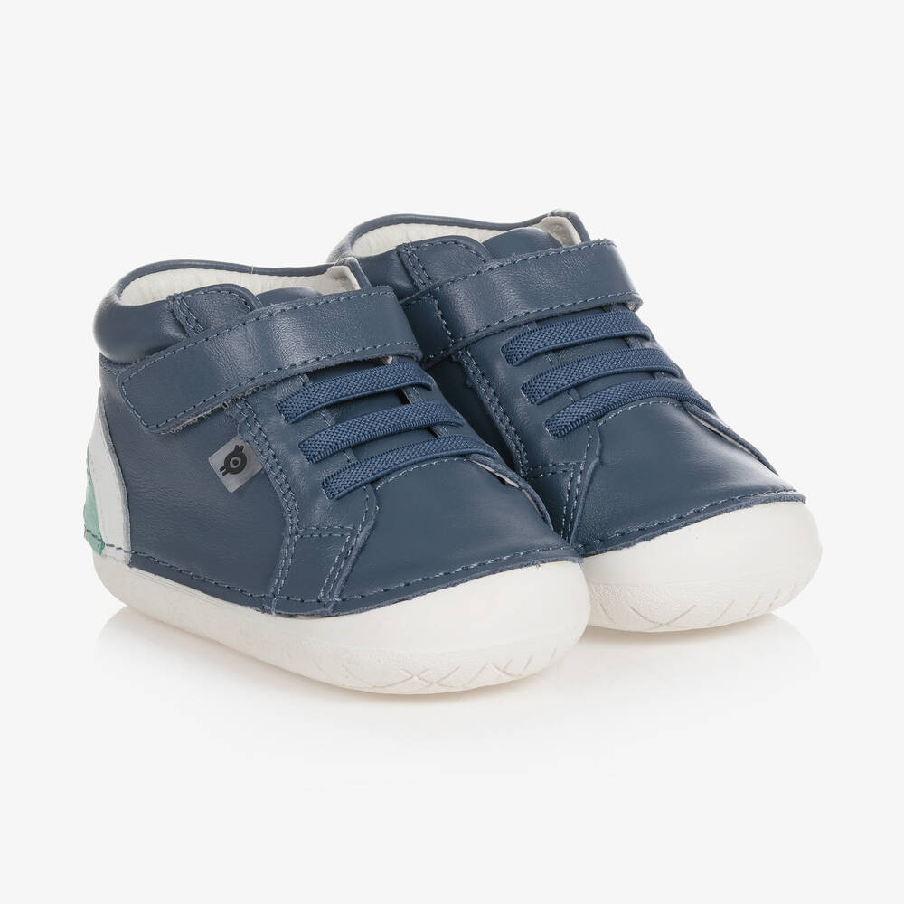 Old Soles - Boys Blue Leather High-Top Trainers | Childrensalon