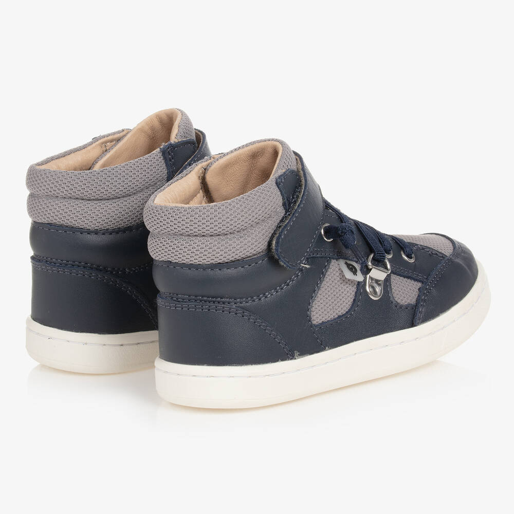 Old Soles Boys Blue Leather High Top Trainers