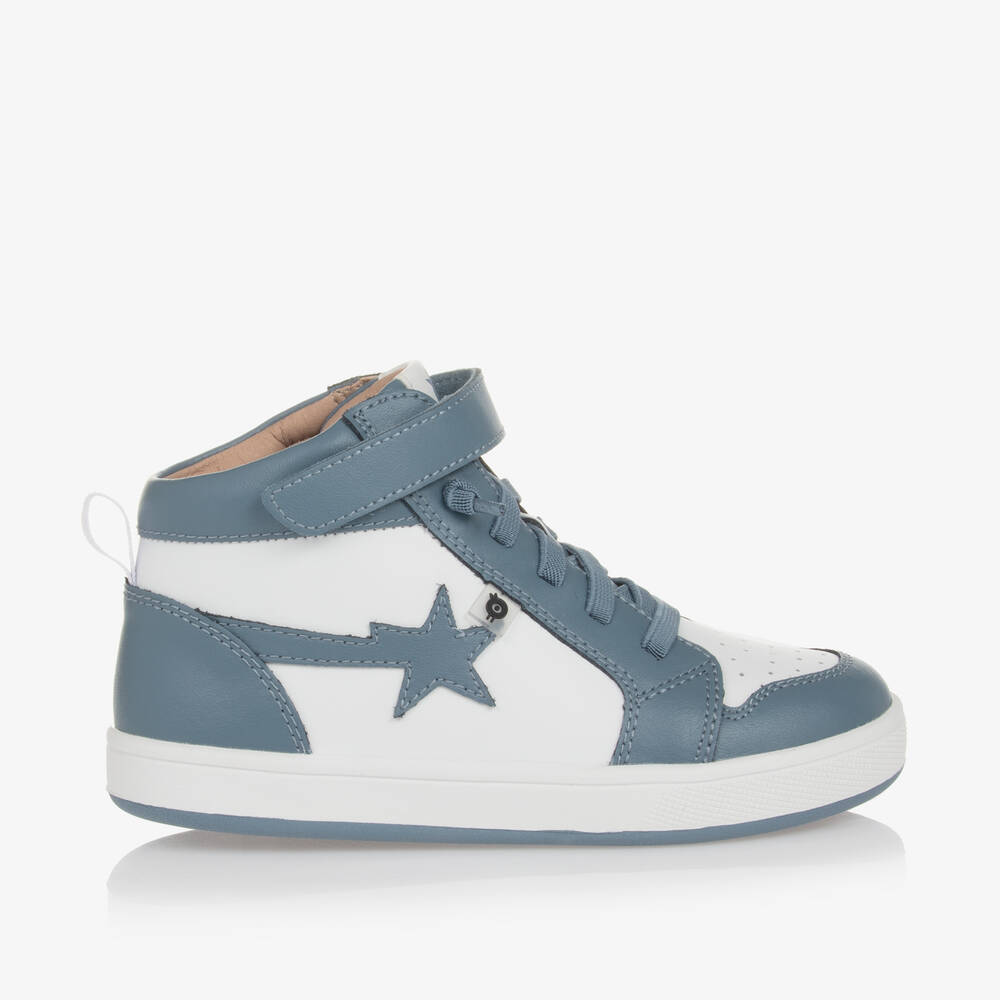 Old Soles-Boys Blue Leather High-Top Trainers | Childrensalon Outlet