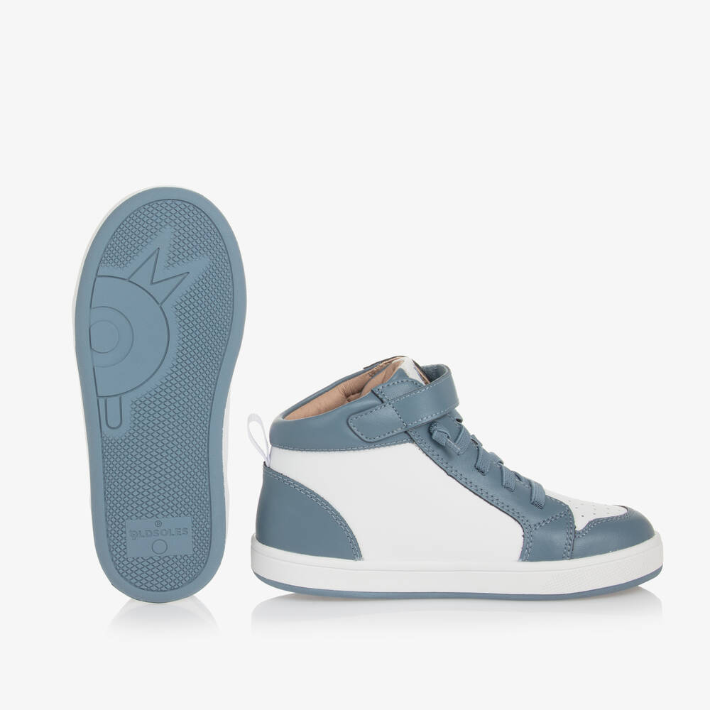 Old Soles-Boys Blue Leather High-Top Trainers | Childrensalon Outlet