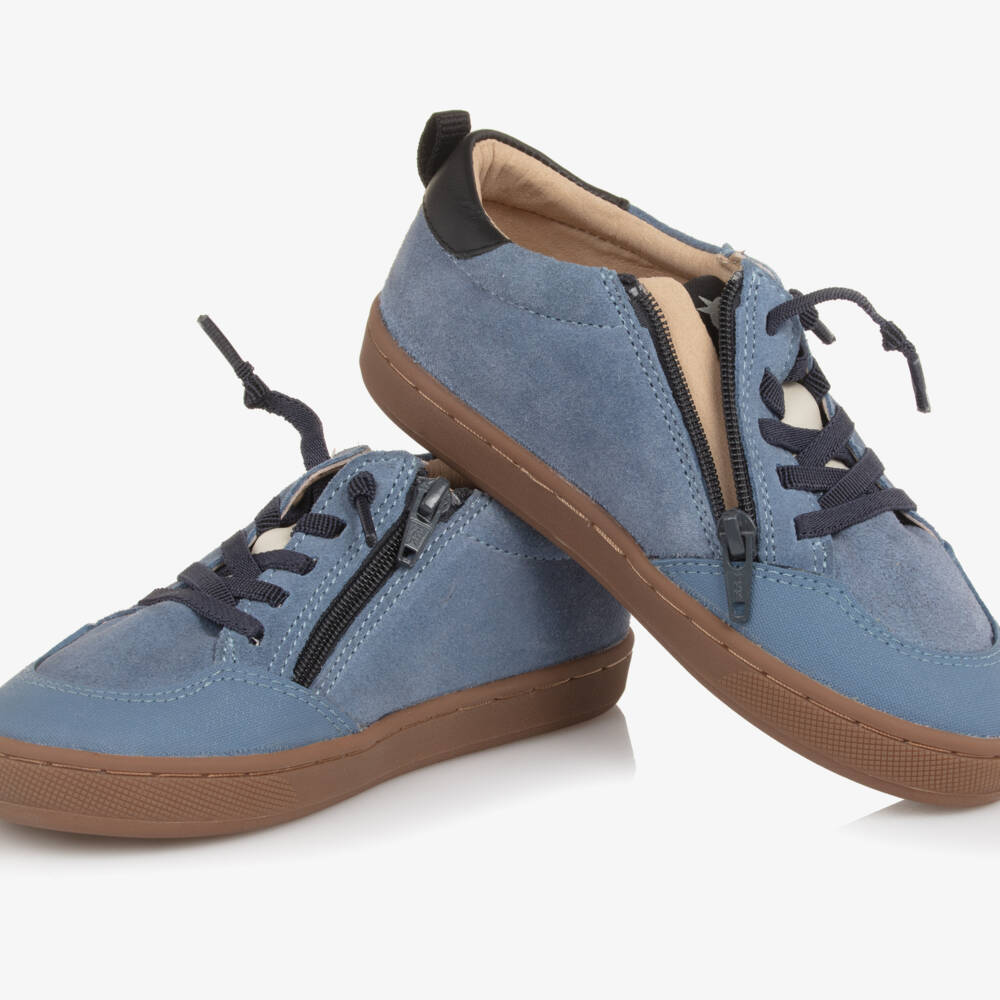 Old Soles-Boys Blue Leather Stripes & Star Trainers | Childrensalon Outlet