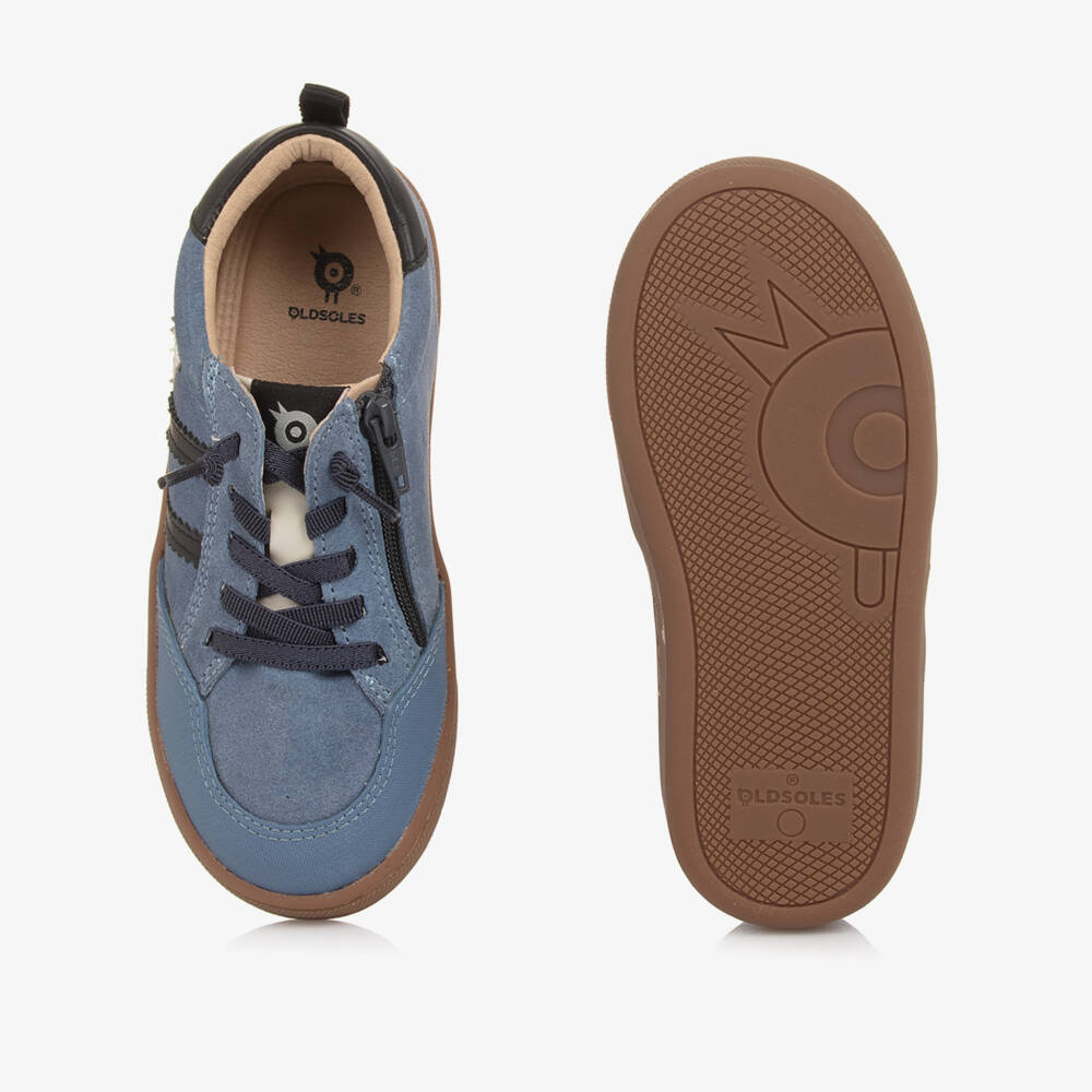 Old Soles-Boys Blue Leather Stripes & Star Trainers | Childrensalon Outlet