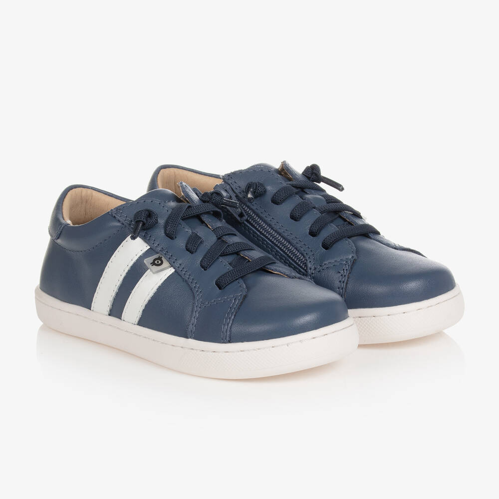 Old Soles - Boys Blue Leather Trainers | Childrensalon