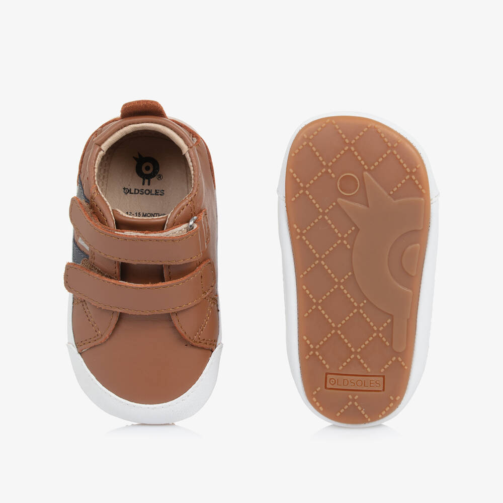 Old Soles-Boys Brown Leather Stripe Trainers | Childrensalon Outlet